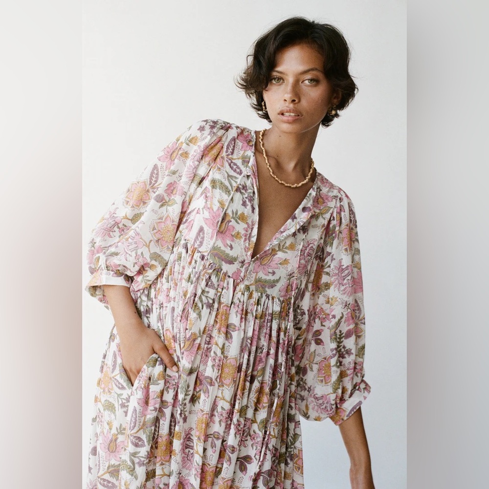 Daughters of India Kyra Maxi Dress, Fuschia Bloom, Small